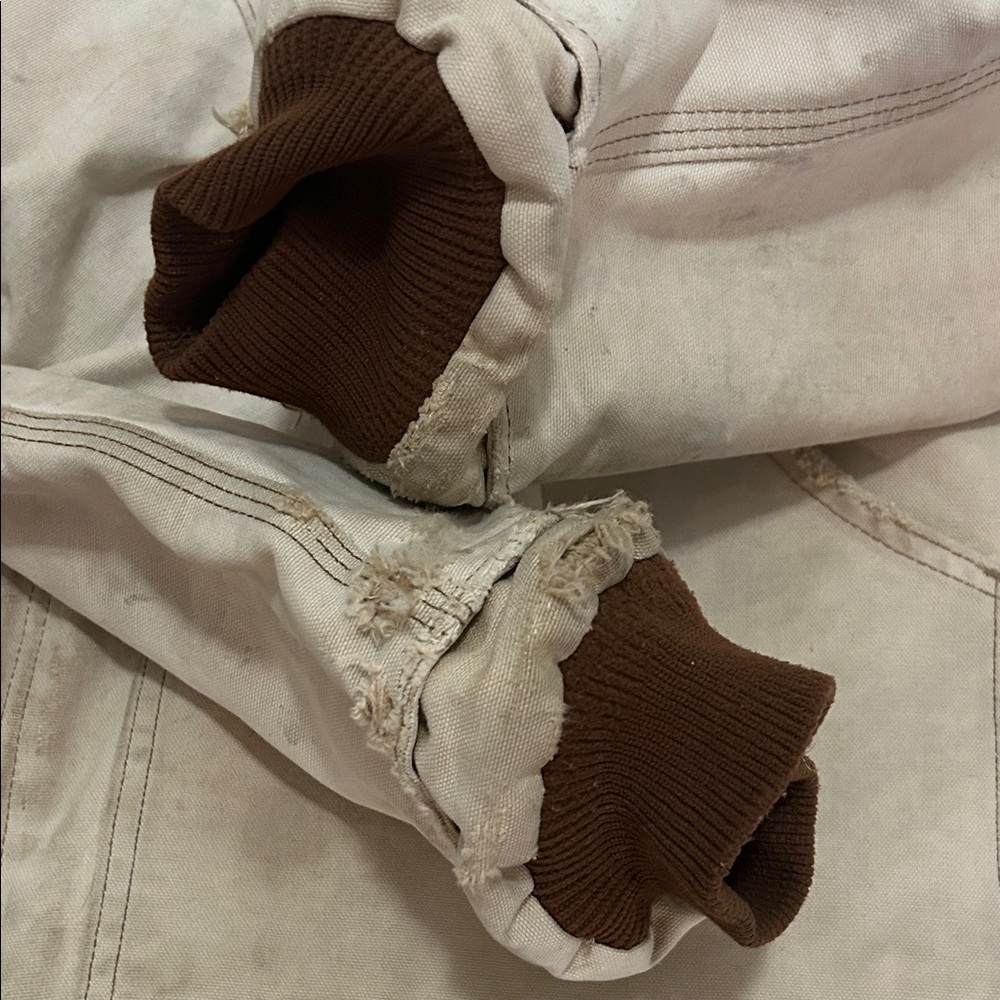 Vintage Carhartt Jacket XL Tan Thrashed Distressed Quilted Chore Barn - Picture 8 of 16
